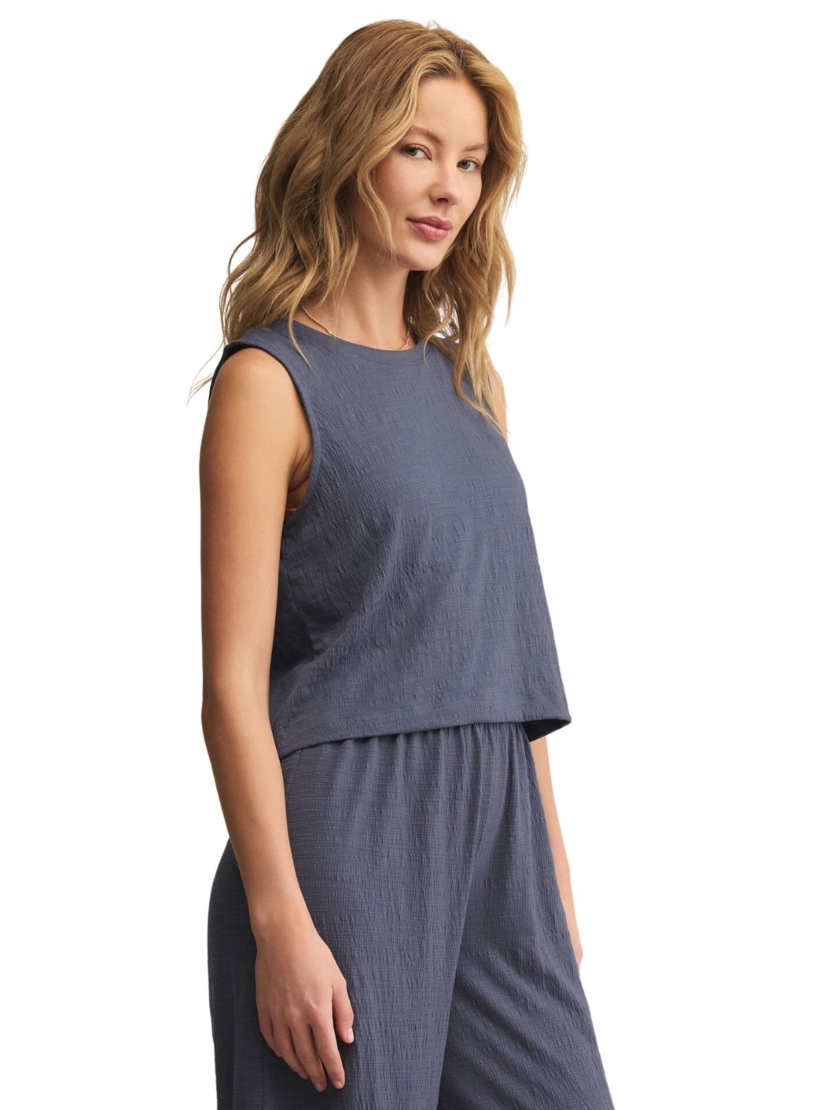 Z Supply Sloane Texture Top in Worn Blue