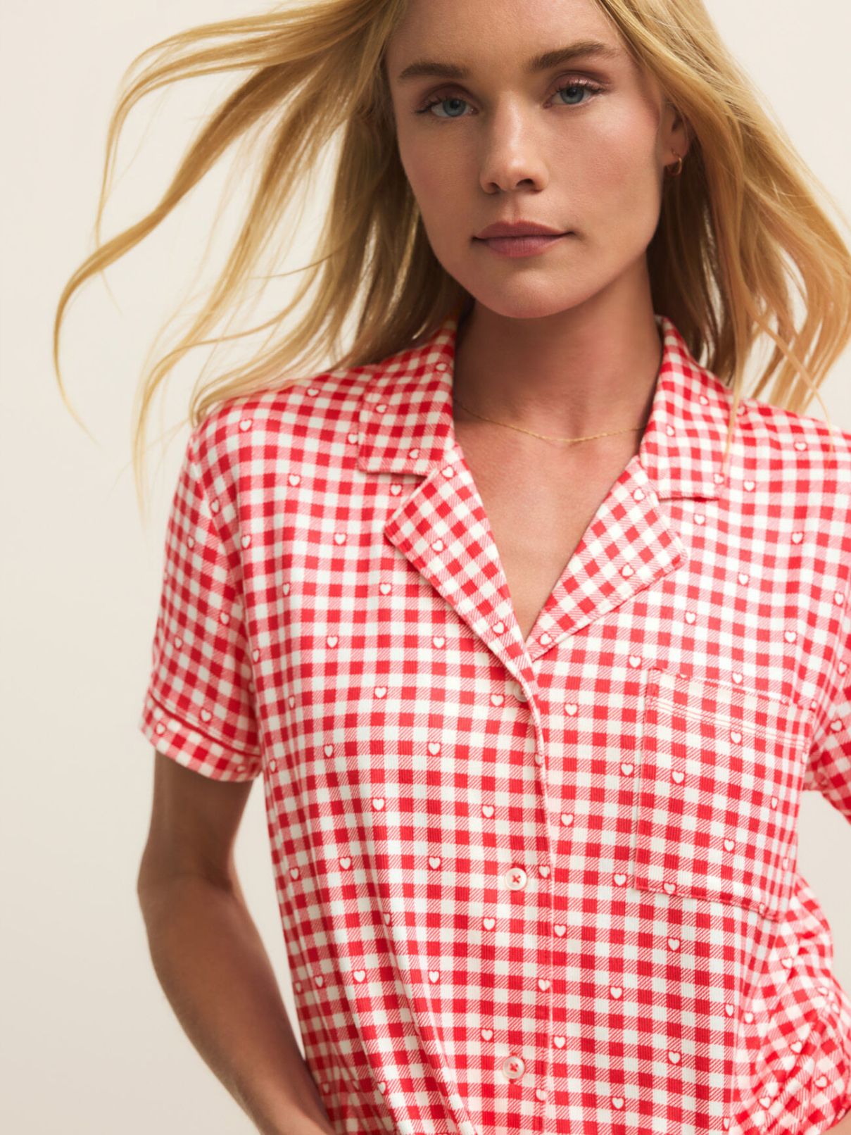 Z Supply  So Sweet Gingham Pj Set in Kiss Red