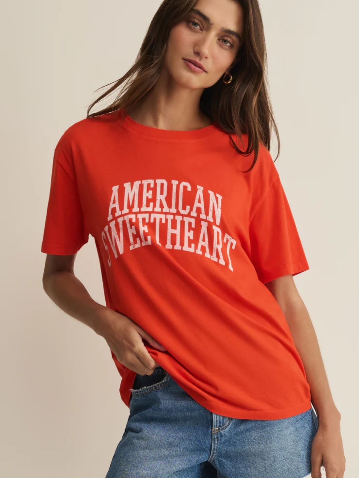 Z Supply Sweetheart Boyfriend Tee in Lychee