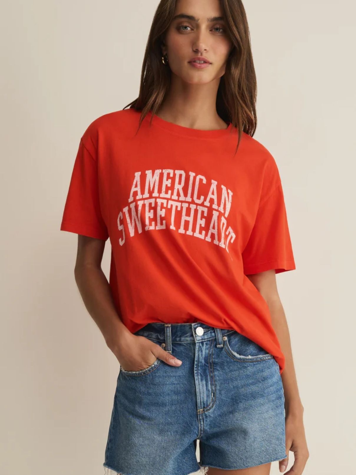 Z Supply Sweetheart Boyfriend Tee in Lychee