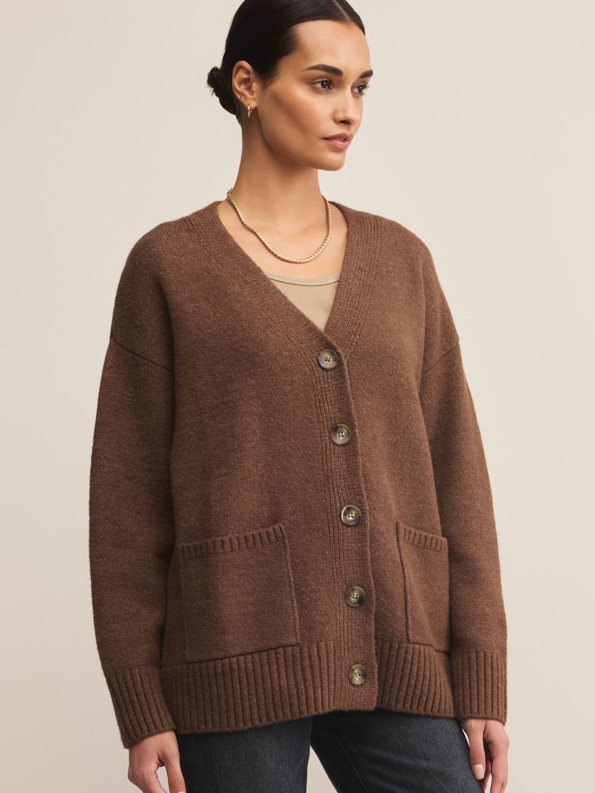 Z Supply Theo Cardigan Sweater in Suede