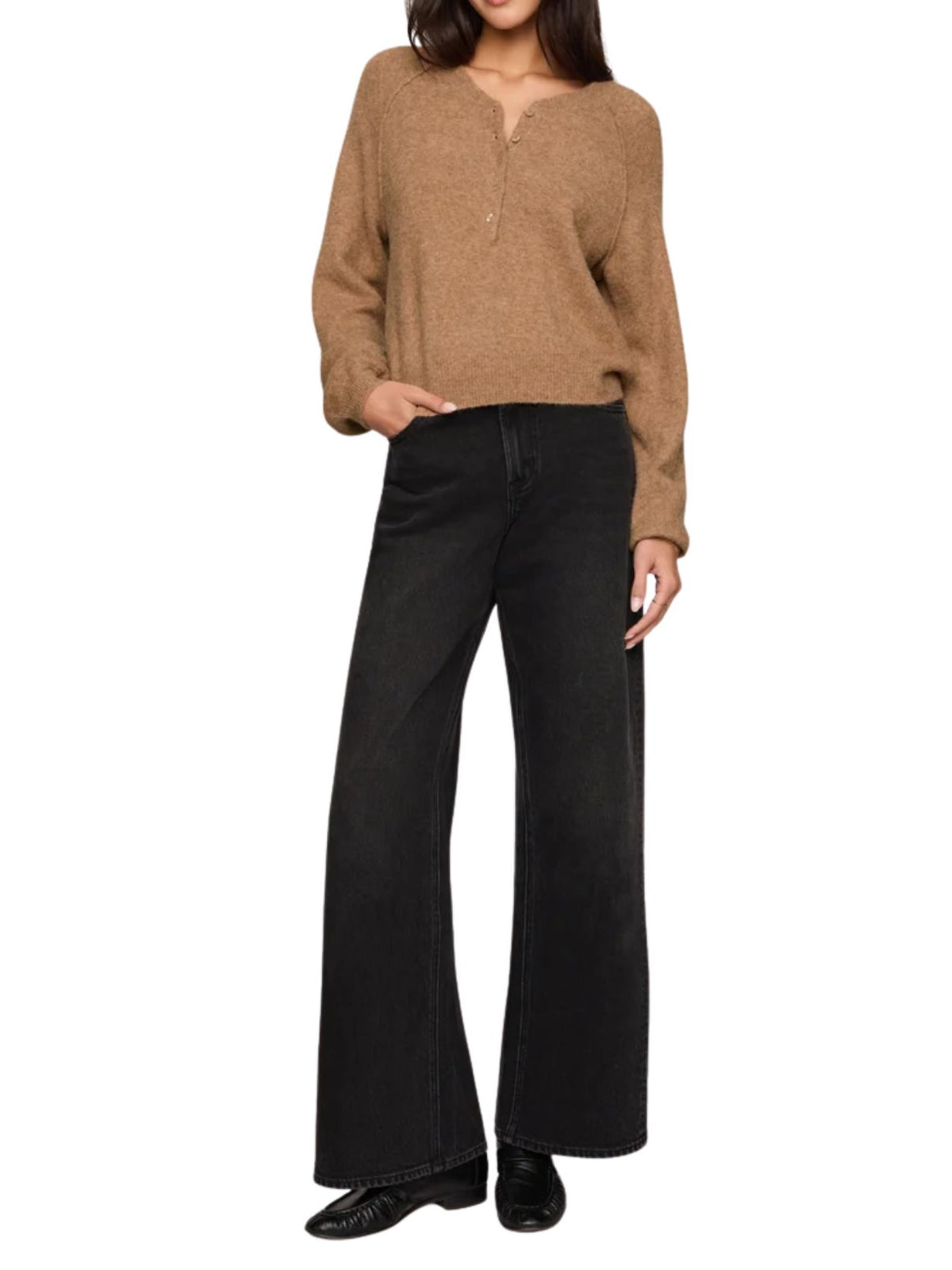 Z Supply Westmont Henley Sweater in Golden Caramel