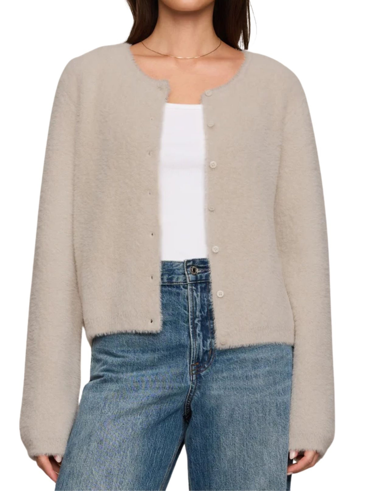 Z Supply Winterglow Fluffy Cardigan in Frosted Pearl