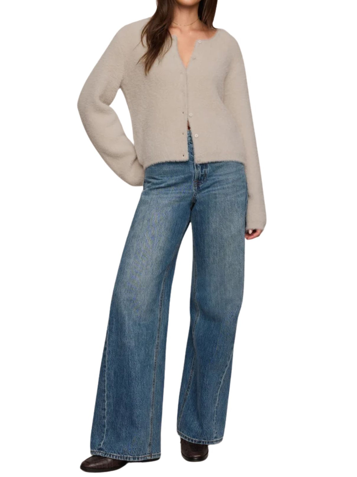 Z Supply Winterglow Fluffy Cardigan in Frosted Pearl