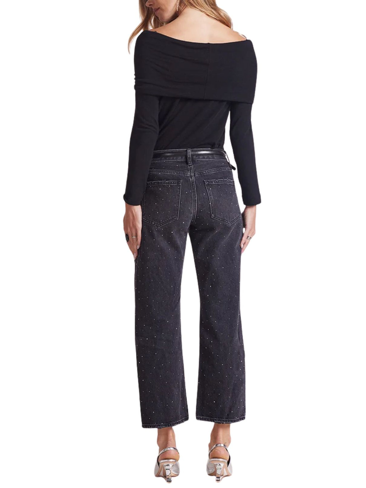bobi LA Off-the-Shoulder Long Sleeve Top in Black