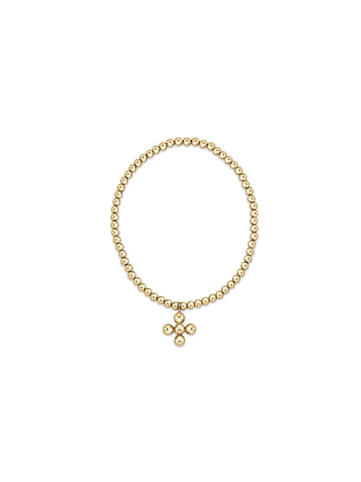 enewton Classic Gold 3mm Bead Bracelet with Signature Cross Charm
