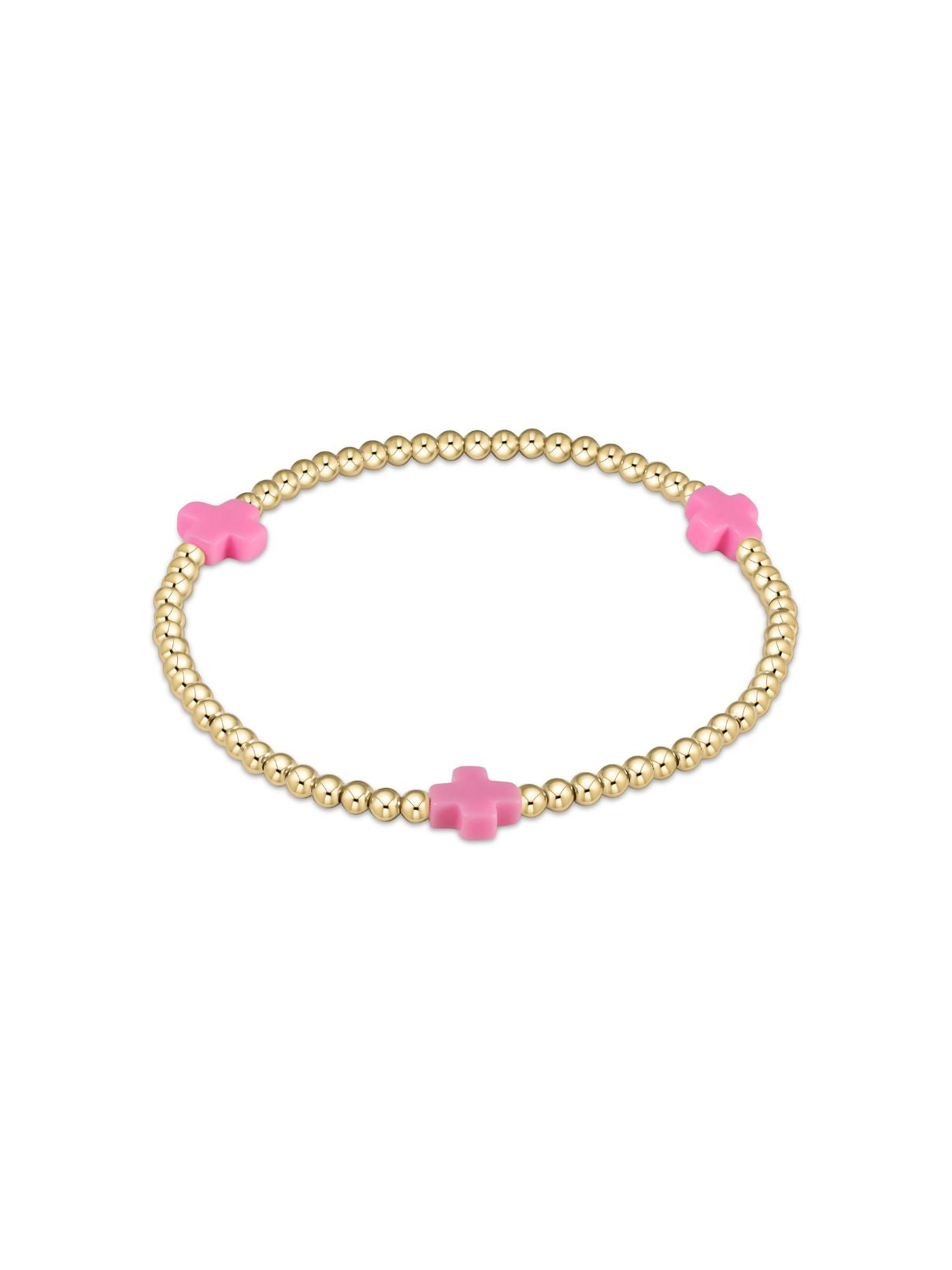 enewton Signature Cross 3mm Gold Bracelet – Bright Pink
