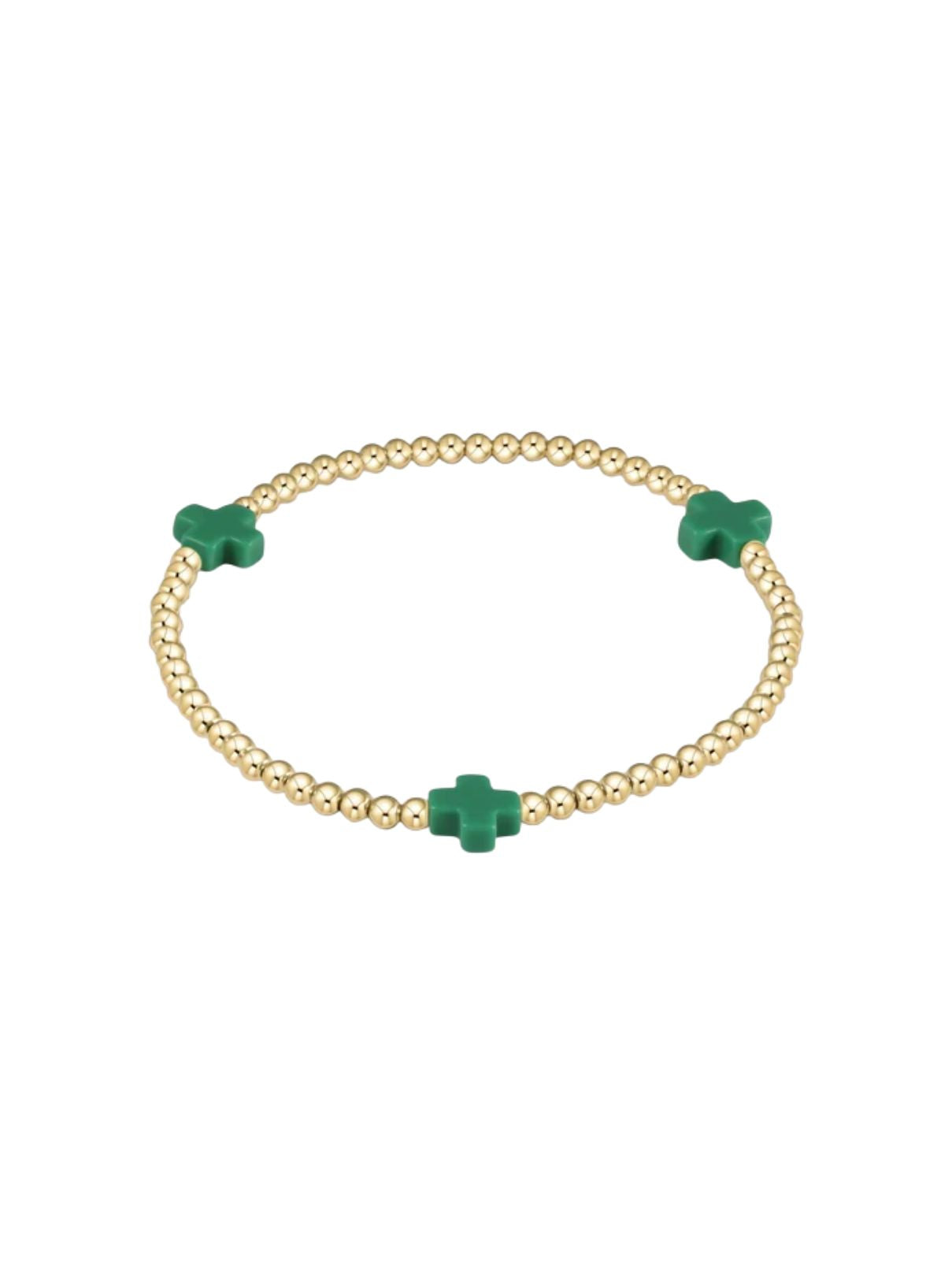 enewton Signature Cross 3mm Gold Bracelet – Emerald