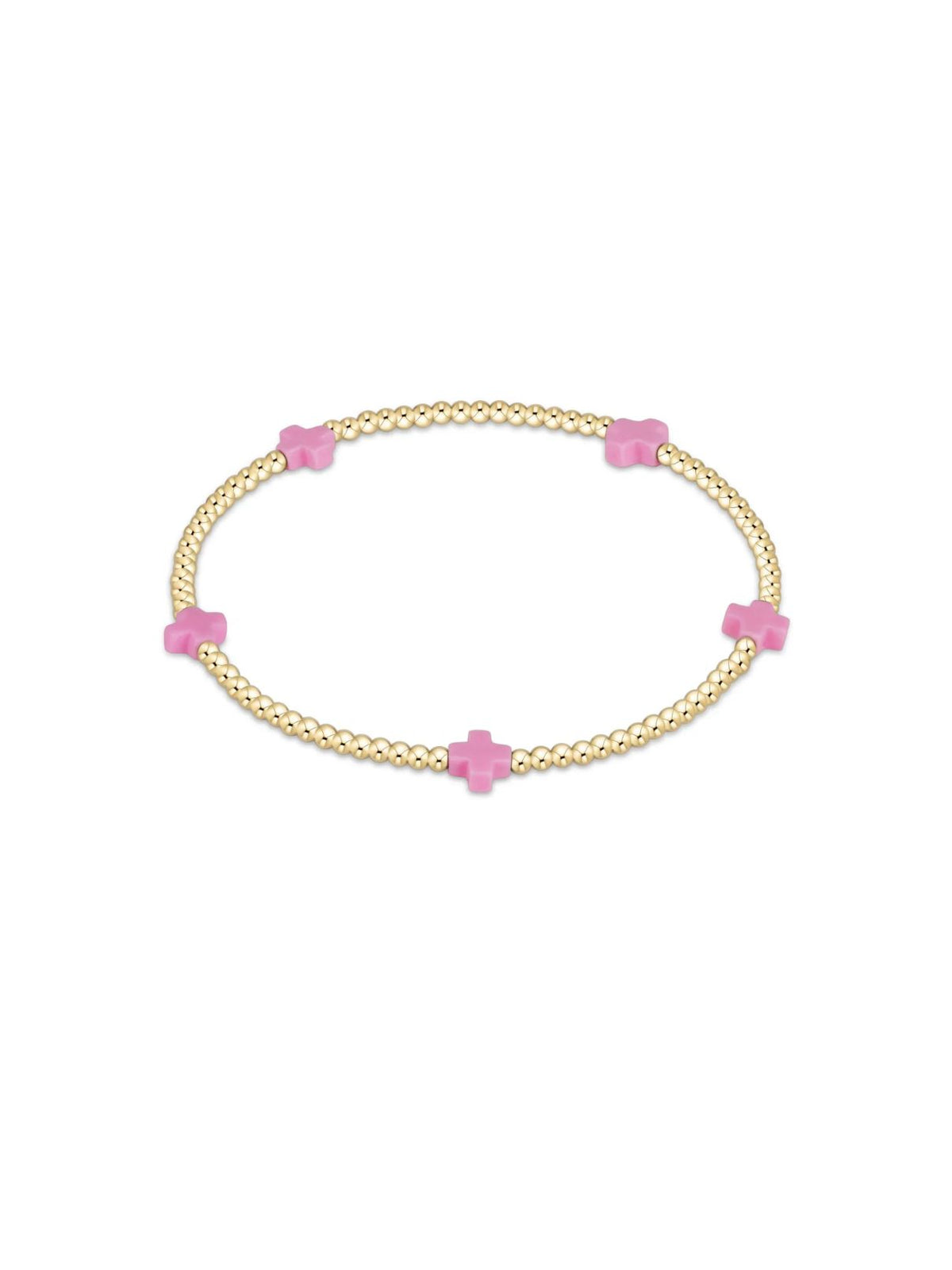 enewton Signature Cross Small 2mm Bead Bracelet in Bright Pink