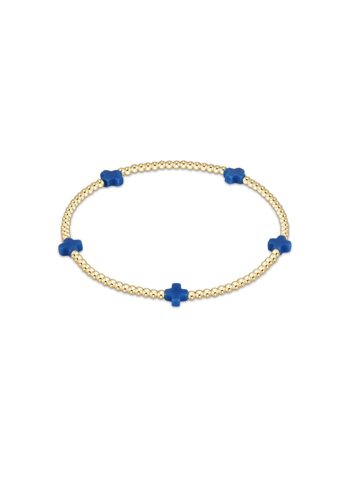 enewton Signature Cross Small 2mm Gold Bracelet in Cobalt
