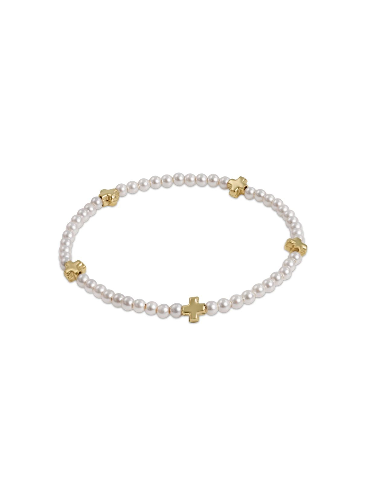 enewton Signature Cross Small 3mm Pearl Bracelet – Gold