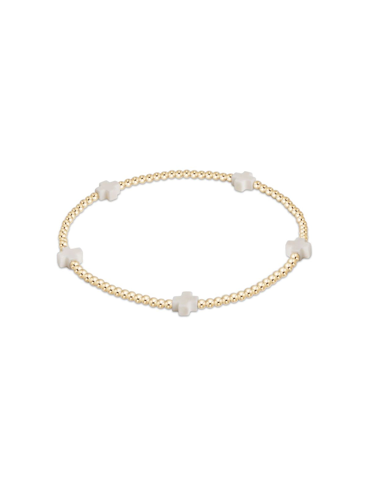 enewton Signature Cross Small Gold Pattern 2mm Bead Bracelet