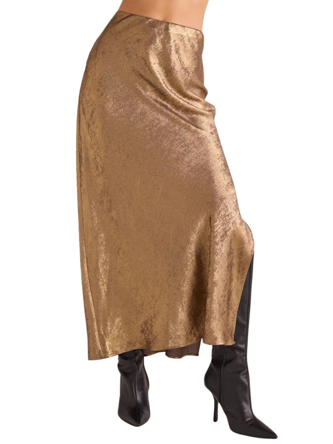 bella dahl side slit maxi gold metallic