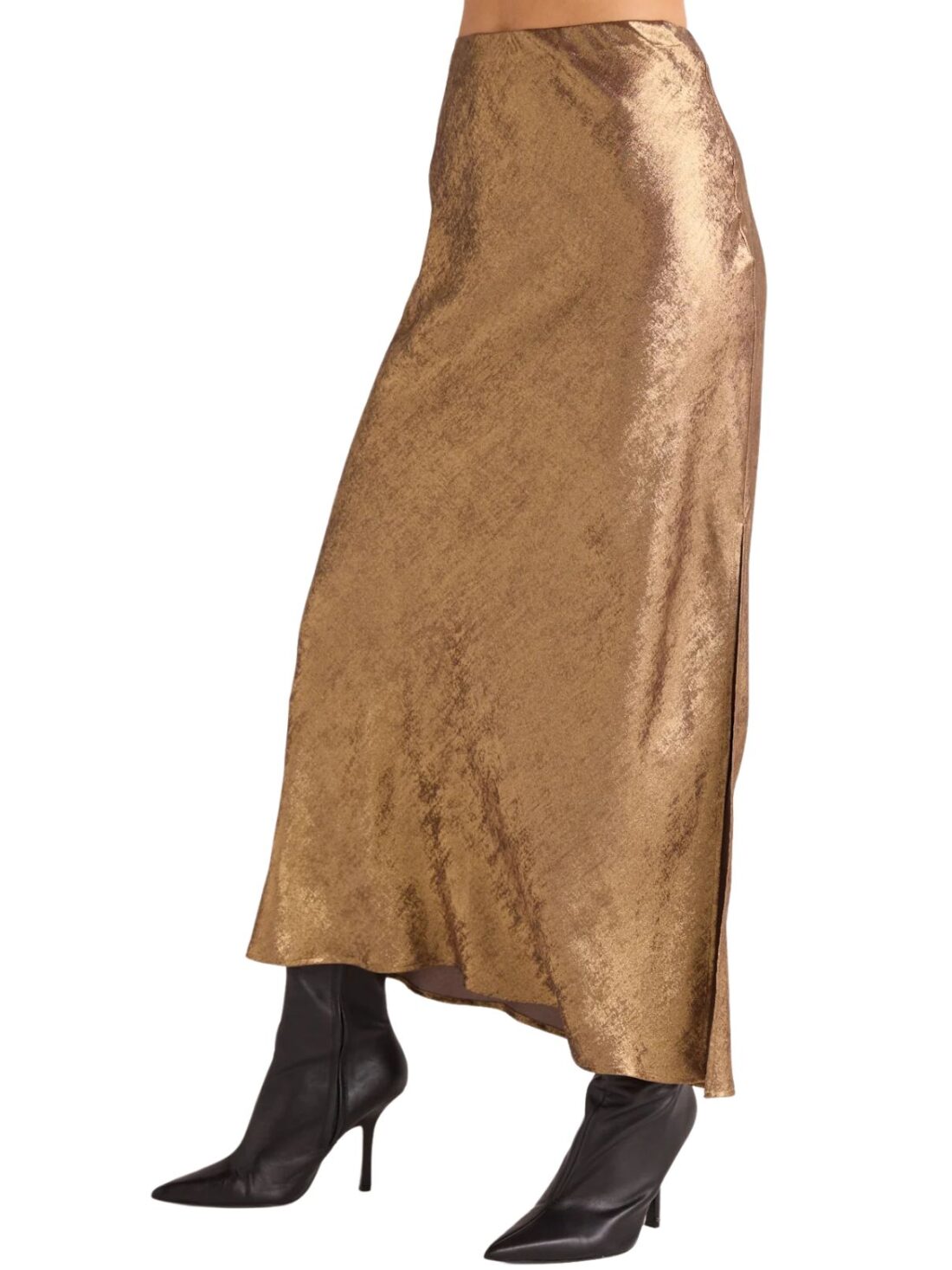 bella dahl side slit maxi gold metallic