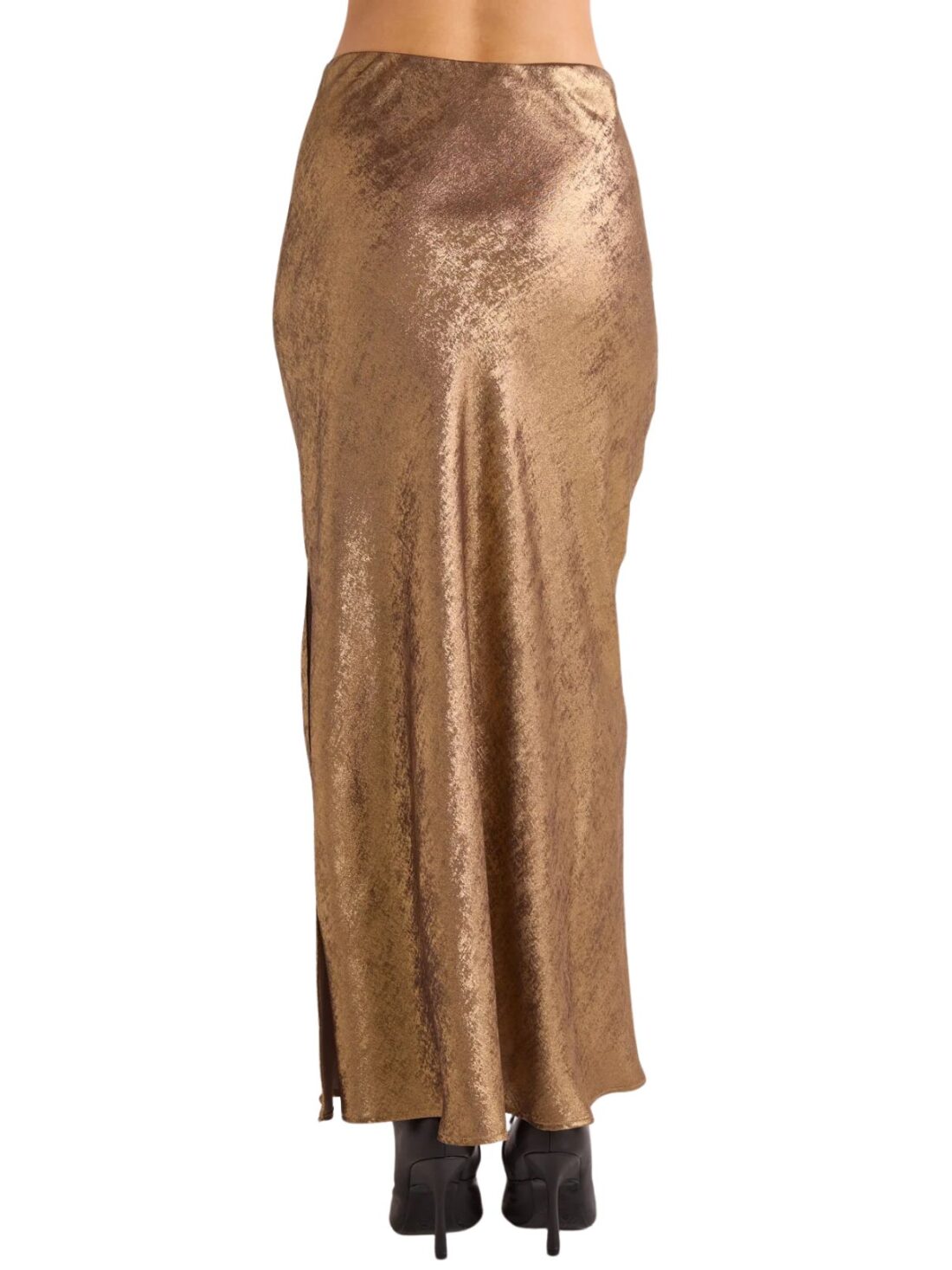 bella dahl side slit maxi gold metallic