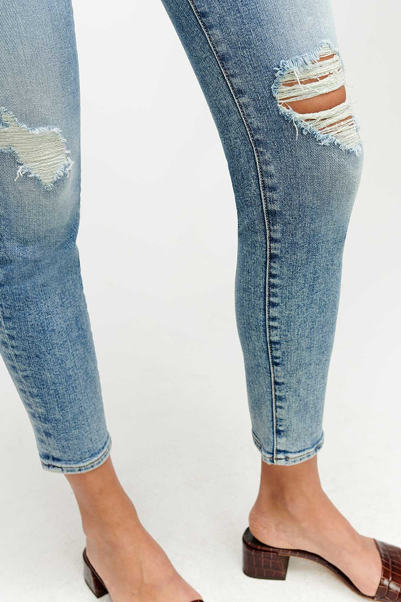 7 All Mankind HW Ankle in Vintage Destroyed Skinny | Cotton Women's Clothing