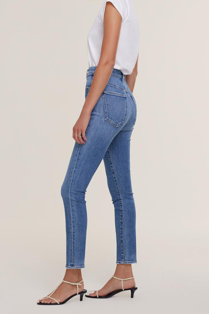 agolde 100 organic cotton pinched waist jean in amped 90090