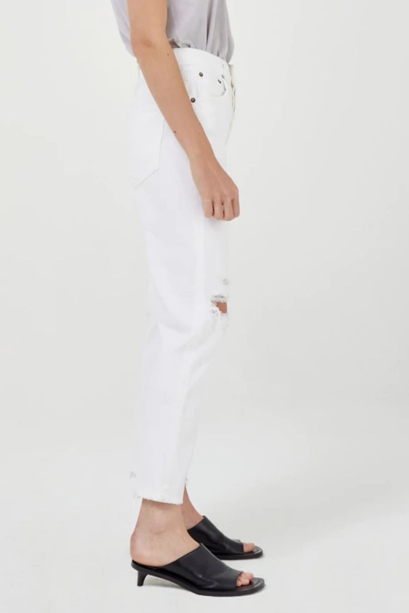 agolde riley crop slant white jean 107104