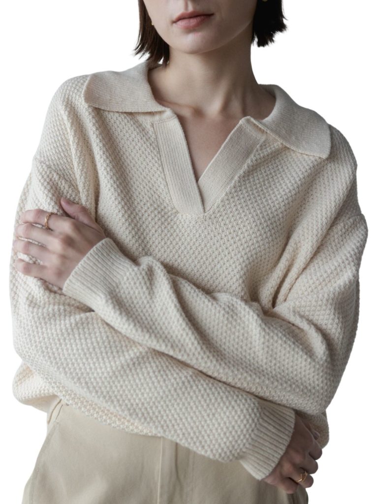 archie polo sweater in cream