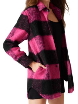 bb dakota by steve madden eldridge shirt jacket in hot pink/black