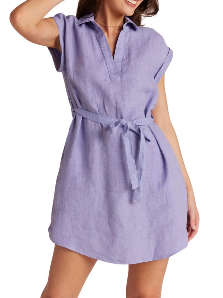 bella dahl belted tunic dress in purple iris