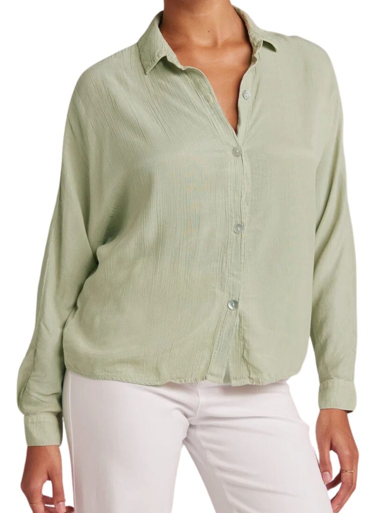 bella dahl dolman sleeve button down blouse in coastal sage