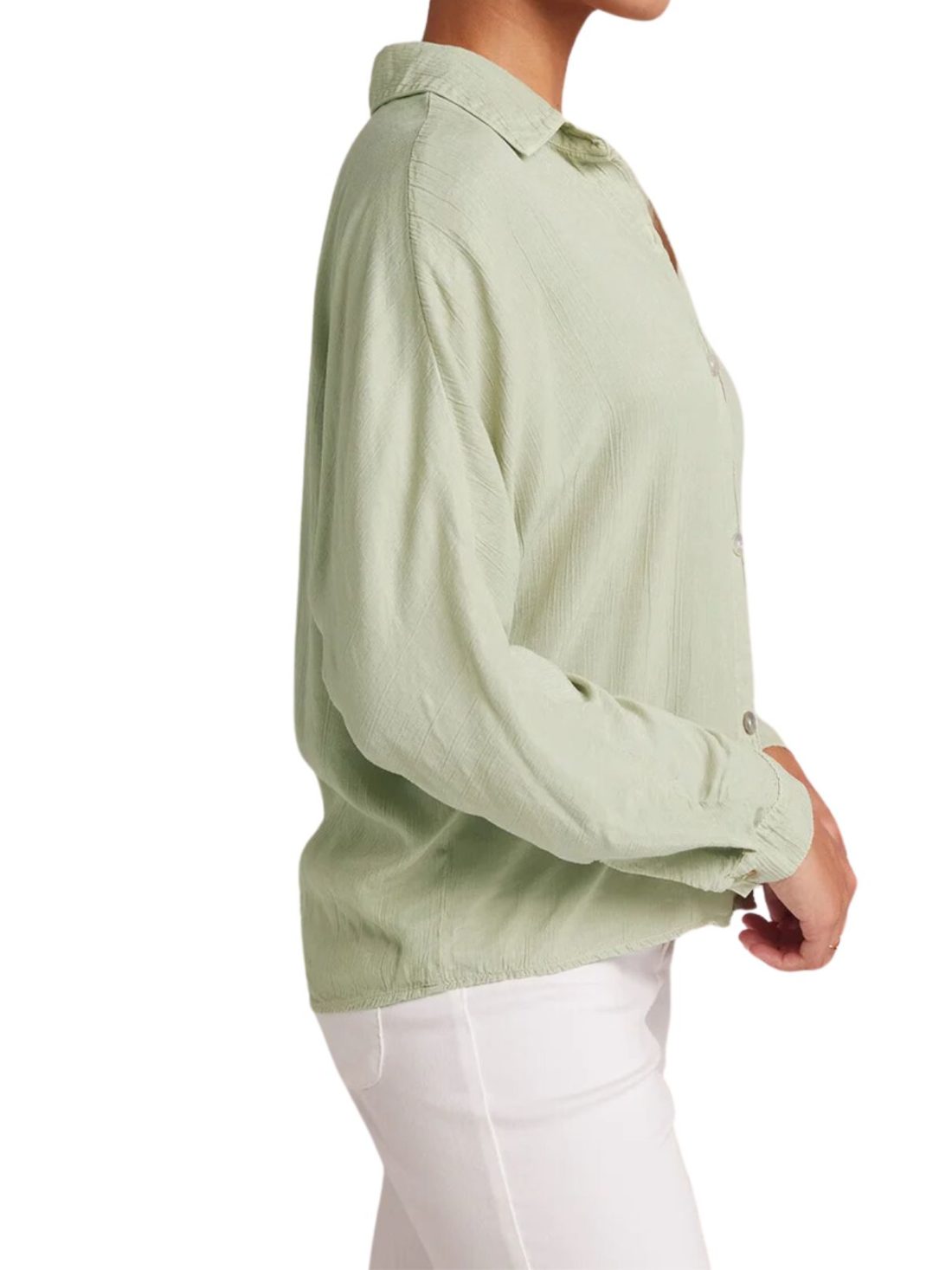 bella dahl dolman sleeve button down blouse in coastal sage