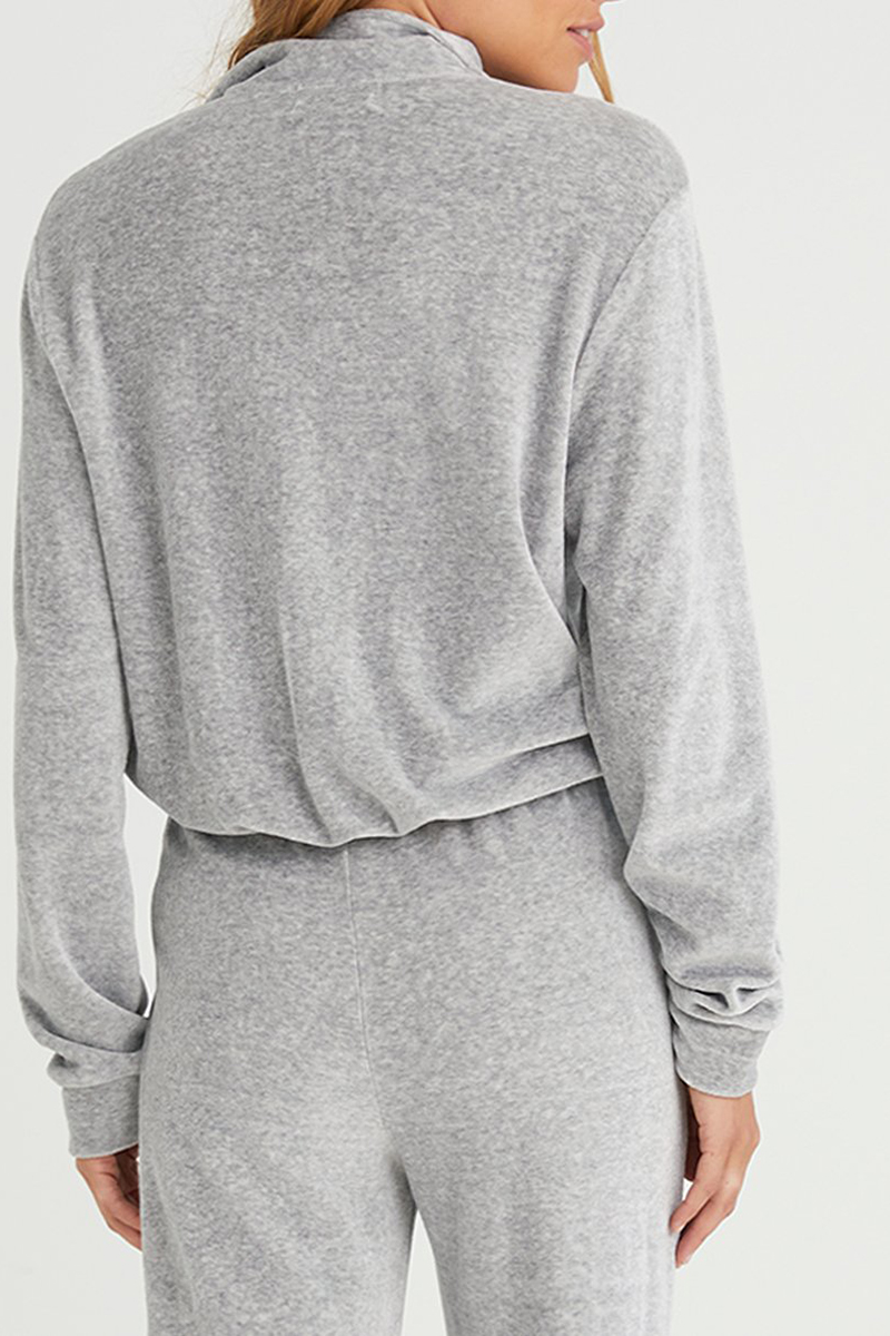 bella dahl ls pullover in heather grey 98109