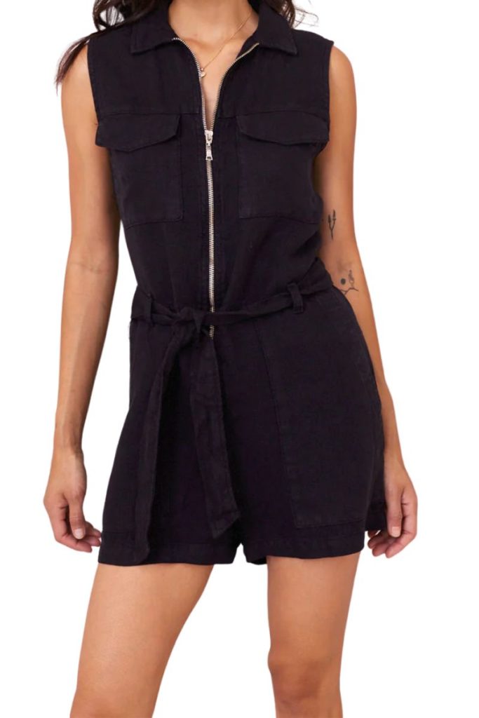 Bella Dahl Zip Front Romper in Black Cotton Island Women s