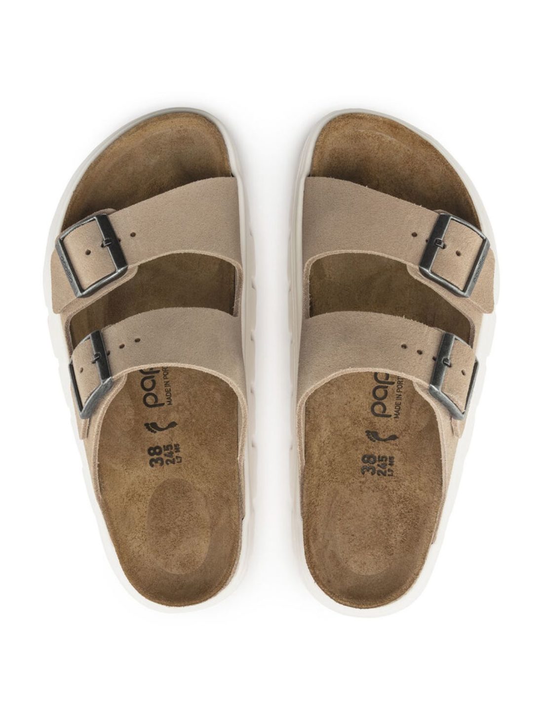 birkenstock arizona chunky suede sandal in warm sand