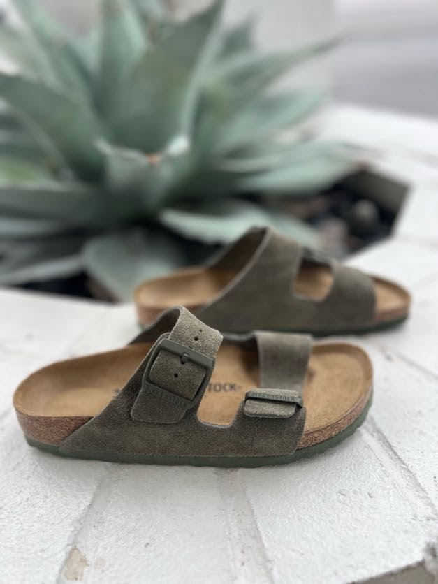Birkenstock Arizona Suede Leather Sandals Taupe