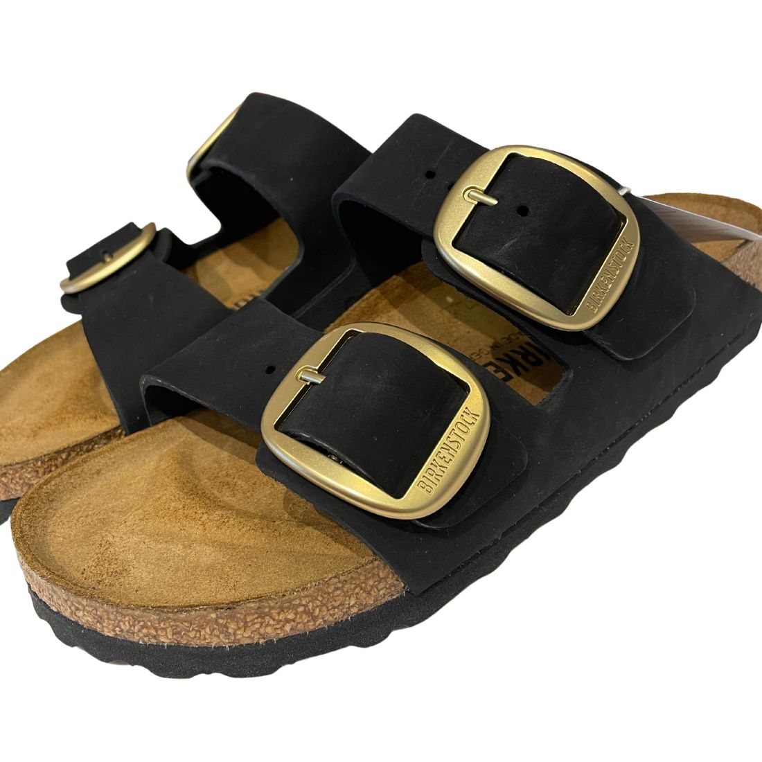 Ofre afsked Knurre Birkenstock Big Buckle Arizona in Black Nubuck Leather | Cotton Island  Women's Clothing Boutique