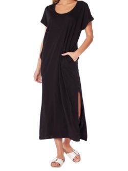 bobi la midi dress with pockets in black