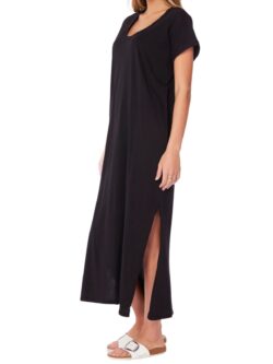 bobi la midi dress with pockets in black