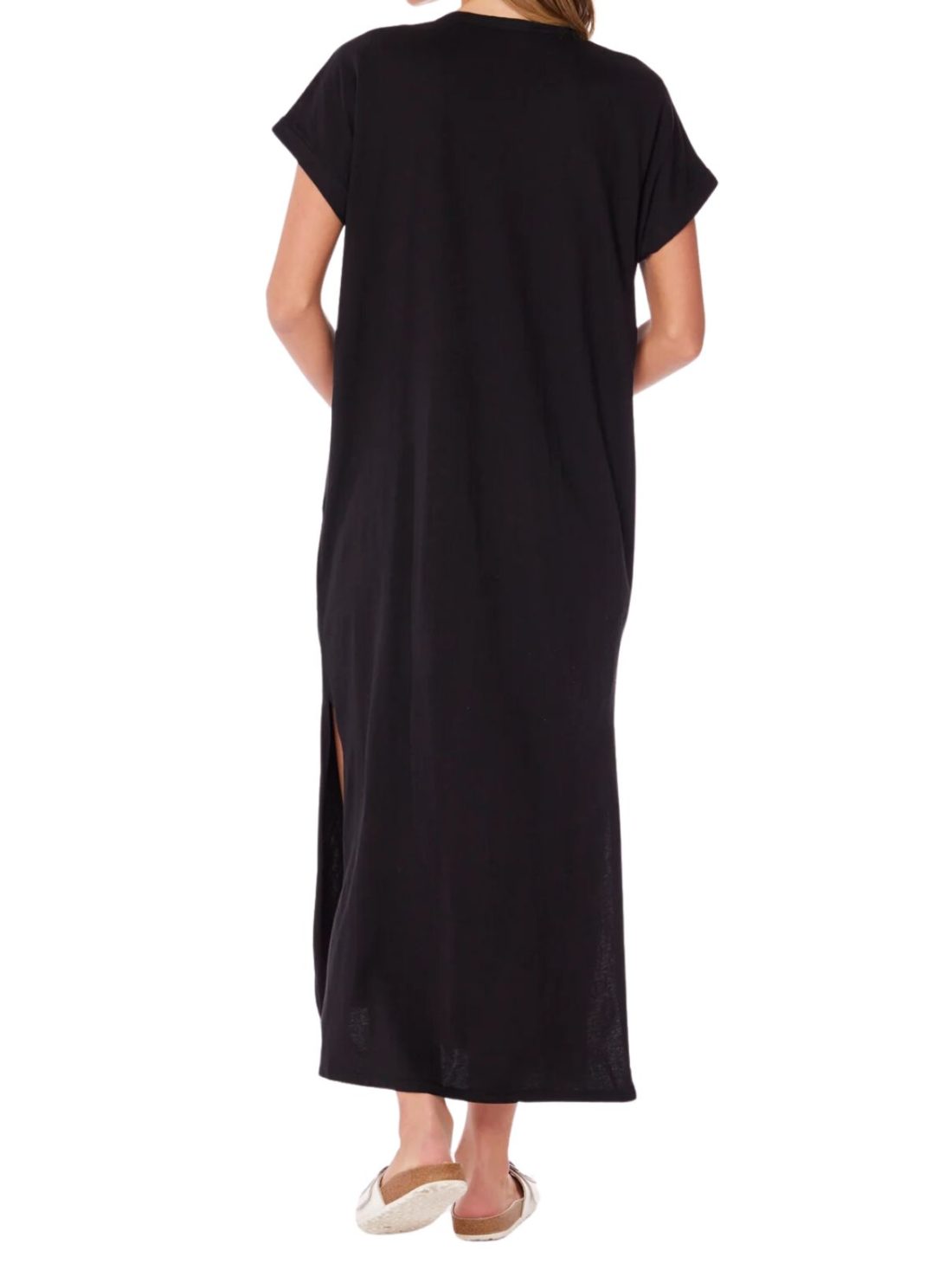 bobi la midi dress with pockets in black
