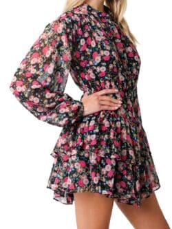 brittany floral dress in black/pink