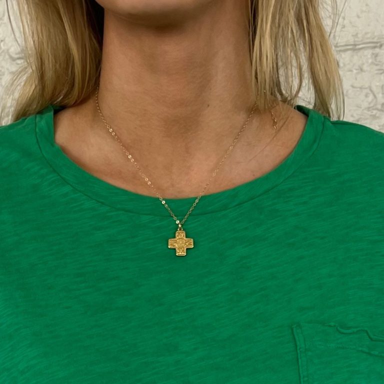 carmine cross necklace