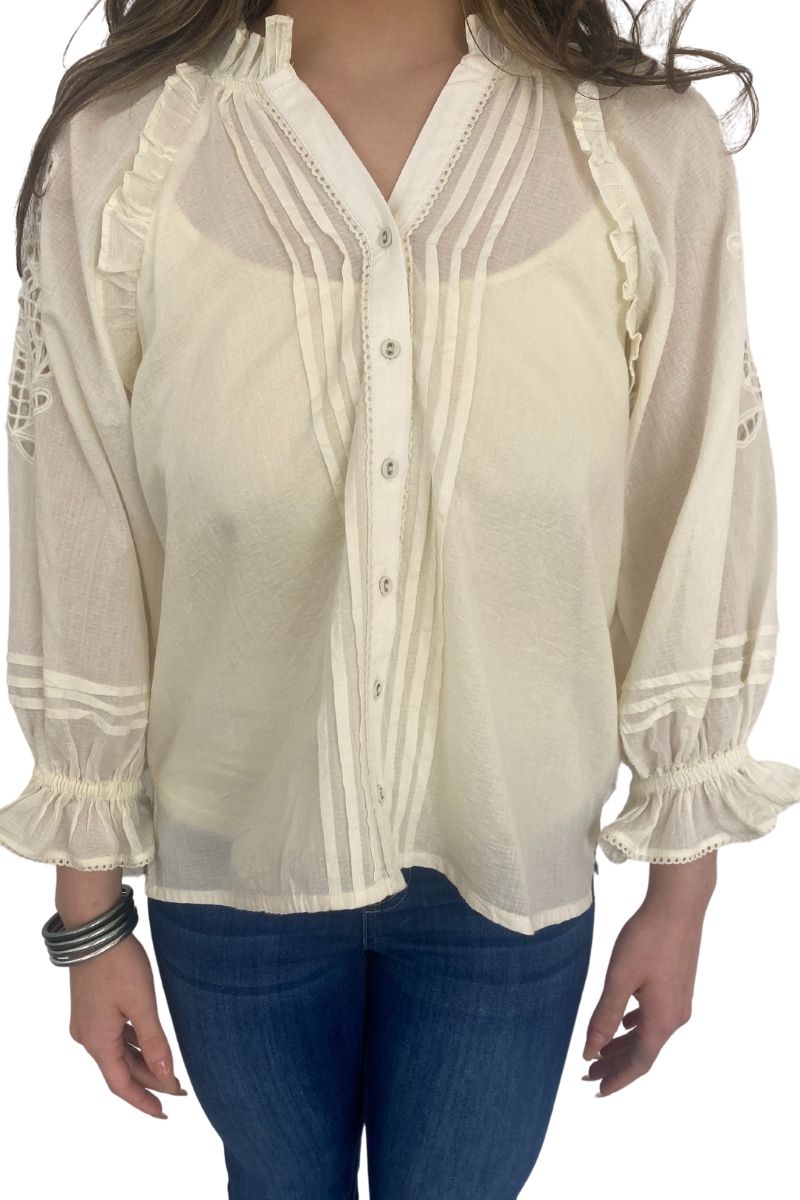 cleobella 100 organic cotton natalie blouse in ivory 108239
