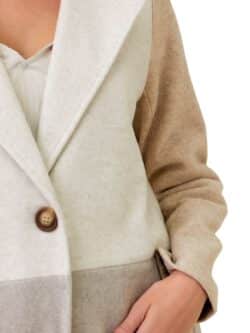 color block long coat in oat/stone