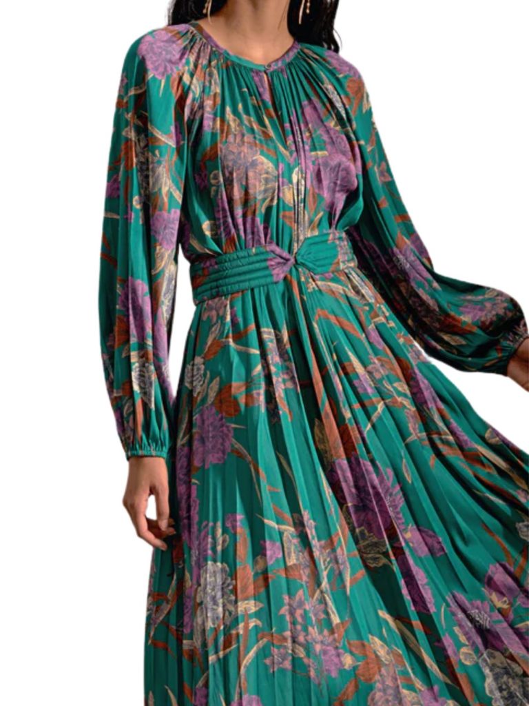 current air floral pleated maxi 