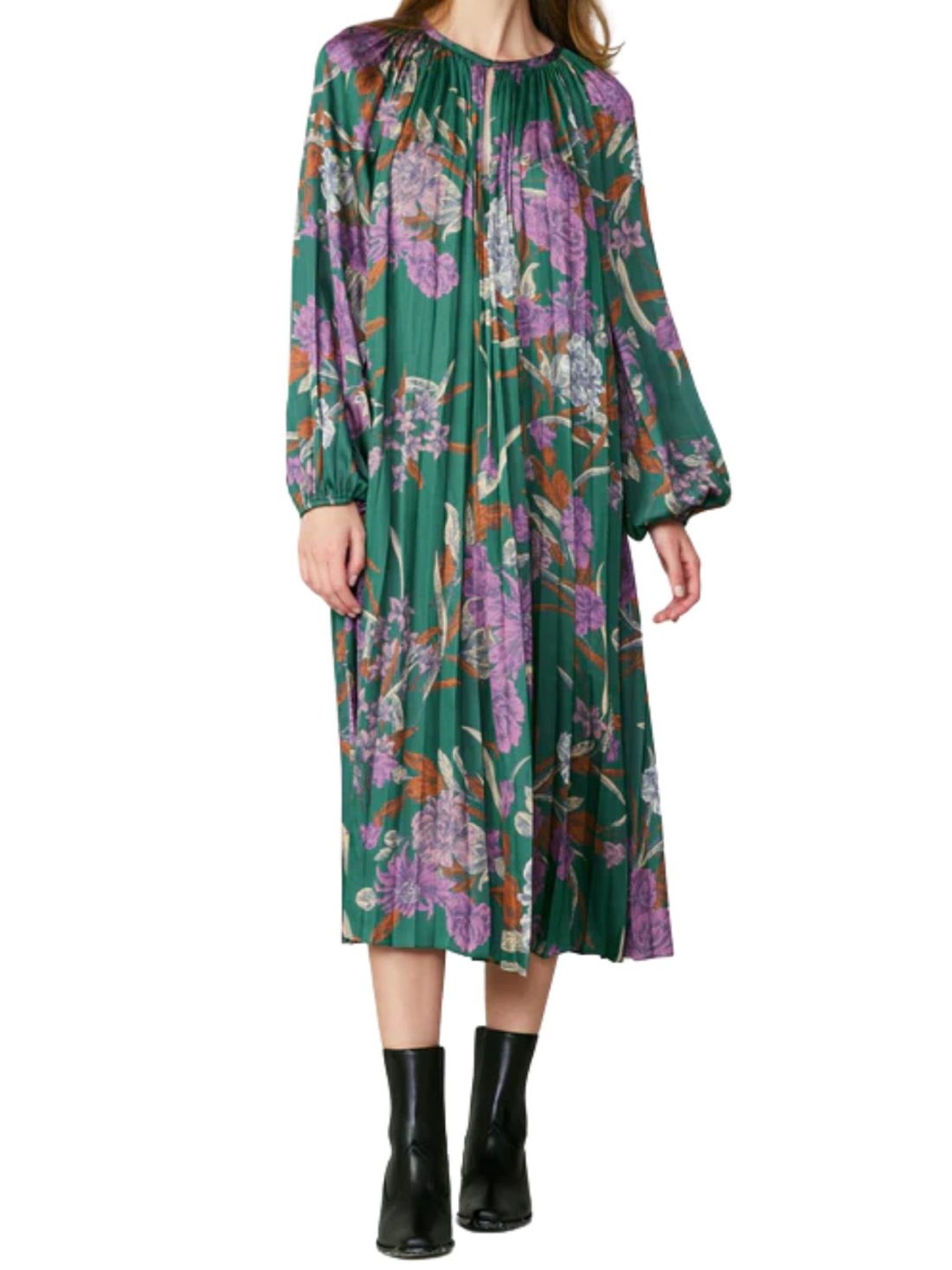 current air floral pleated maxi