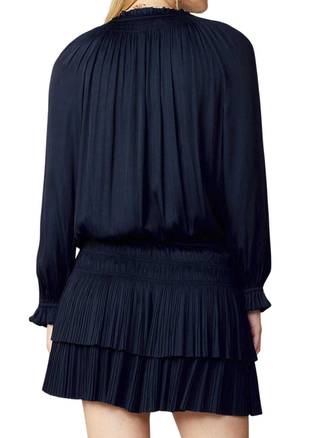 current air pleated l/s mini in navy