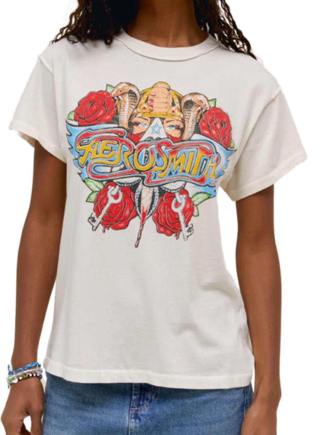daydreamer aerosmith permanent vacation reverse tee in vintage white