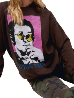 daydreamer elton john heart glasses sweatshirt in coffee