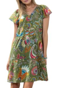 dylan paloma floral cotton dress in washed olive 109009