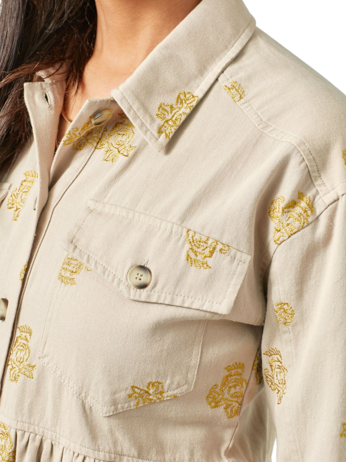 embroidered peplum jacket in pistachio