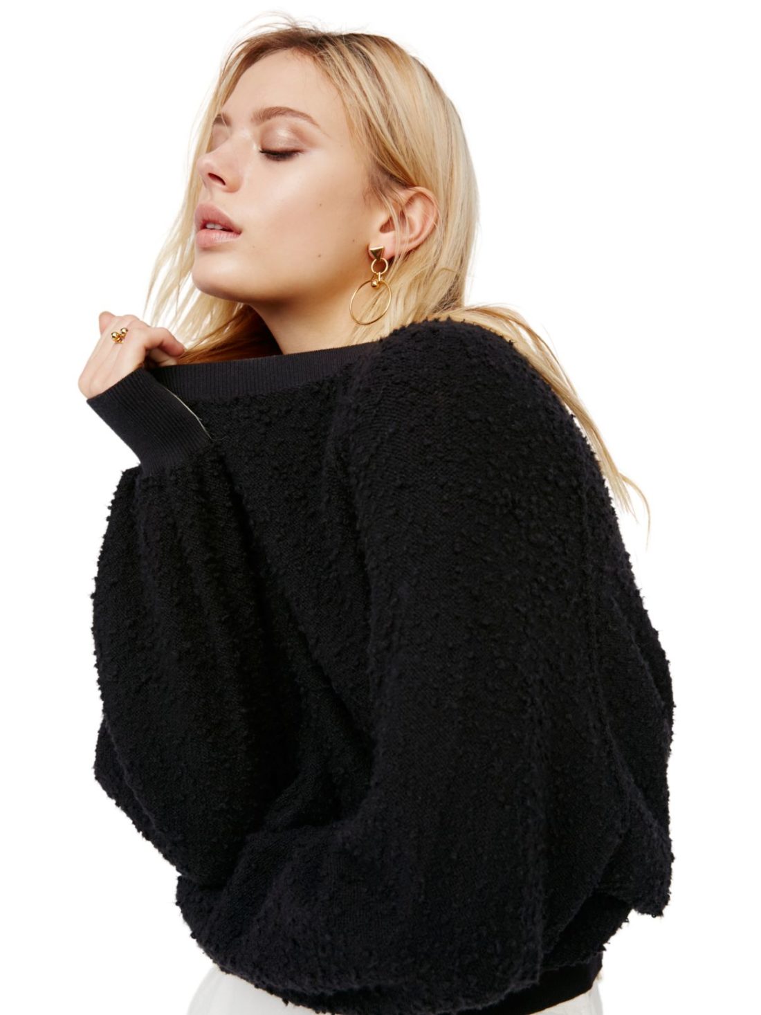 free people found my friend pullover in black