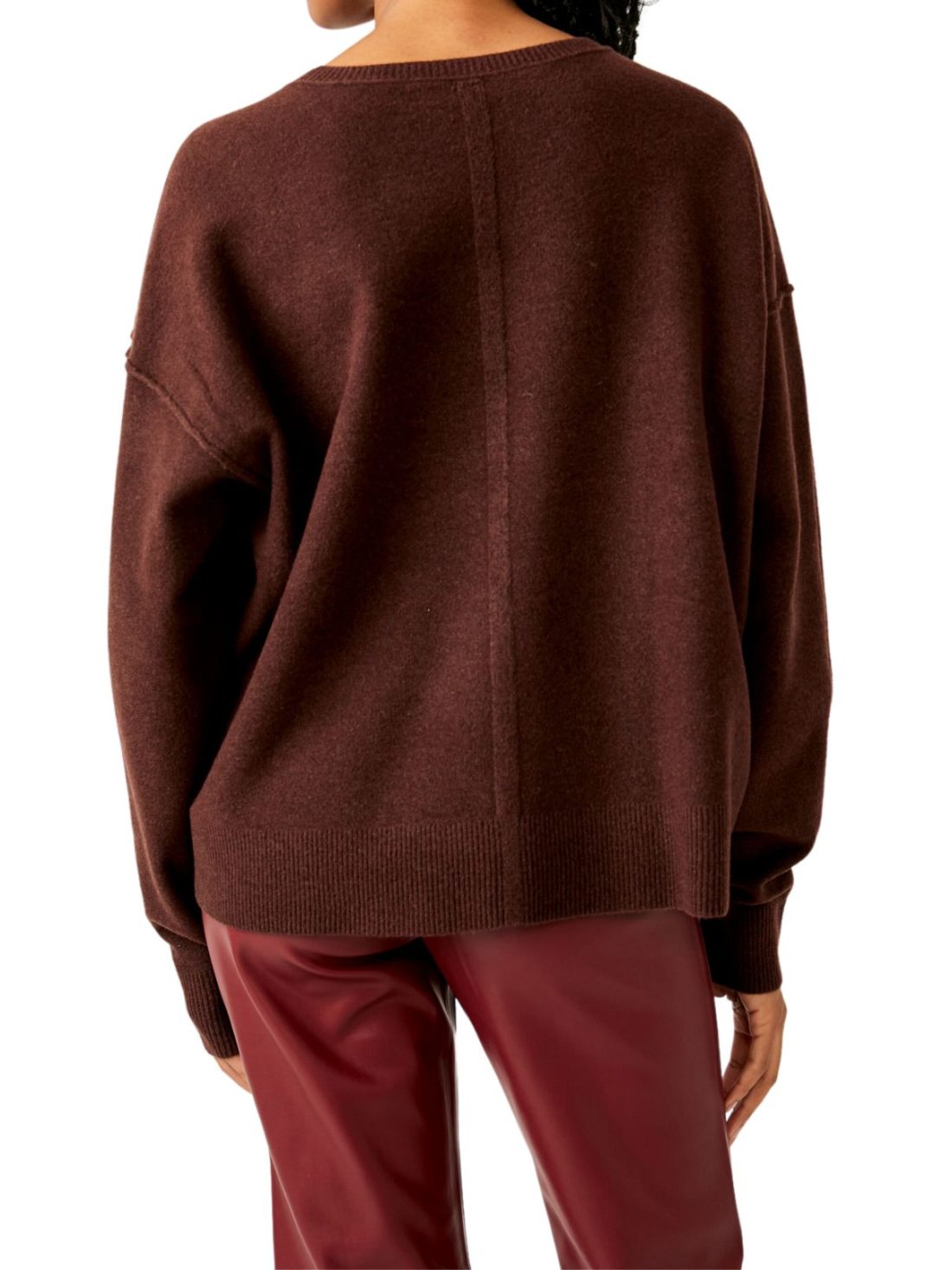 free people luna pullover in chocolate heather