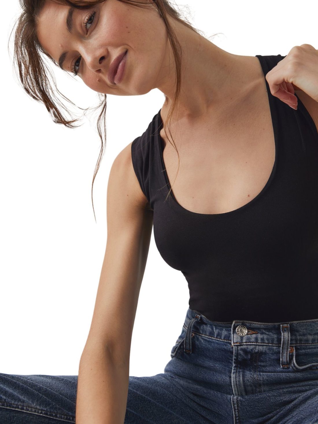 free people muscle cami in black