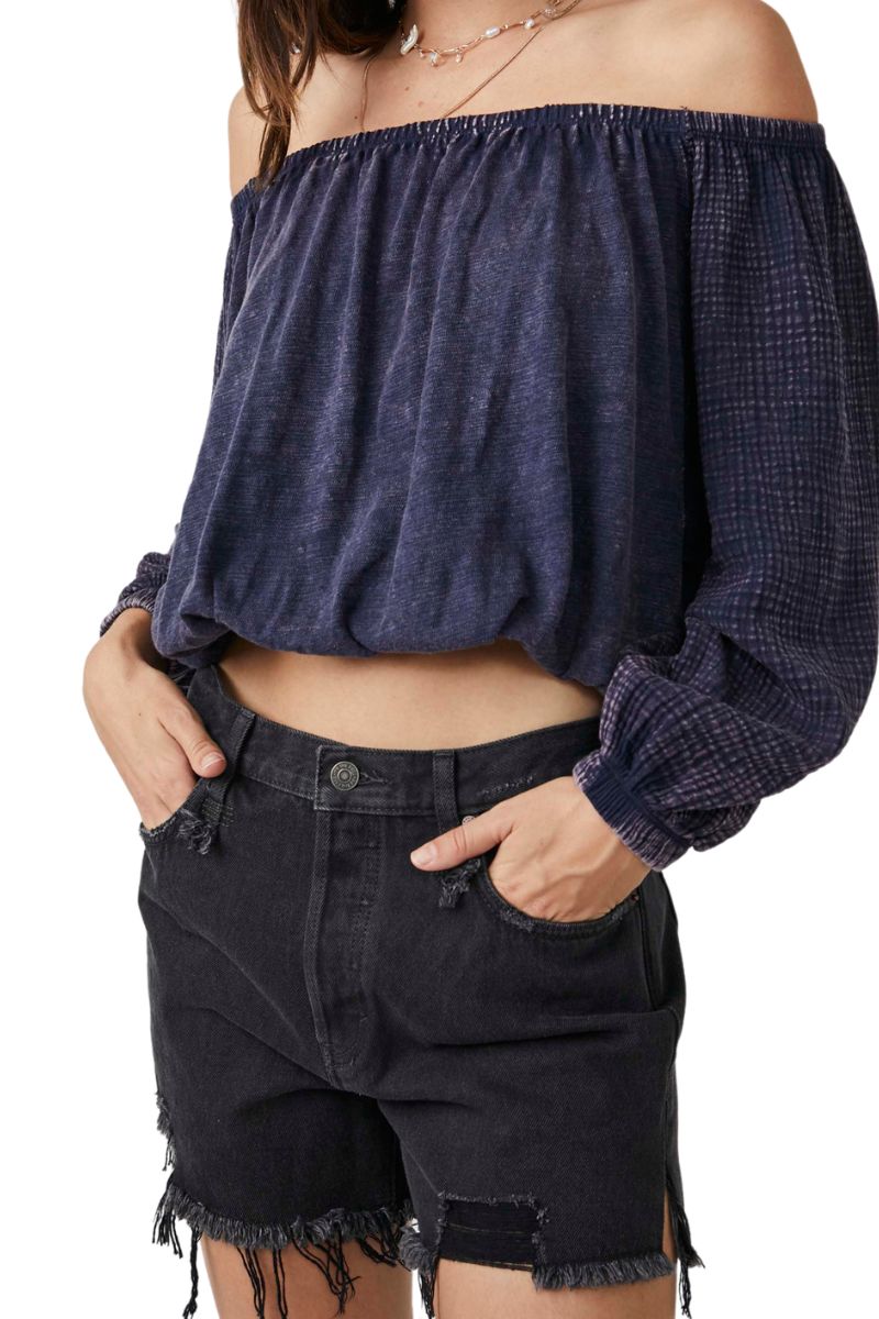 free people parfait bubble top in navy